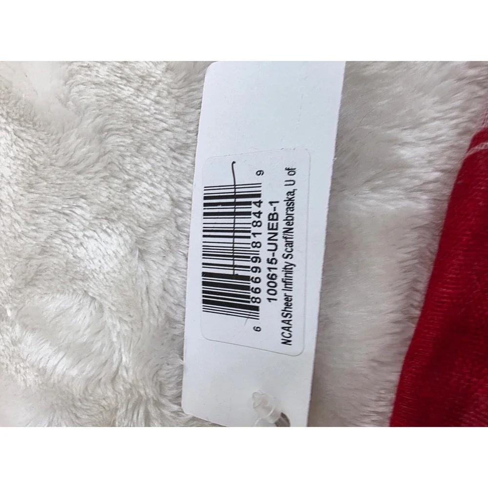 Little Earth NCAA Nebraska Cornhuskers Sheer Infinity Scarf Red White‎ NWT